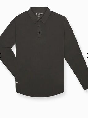 Bylt Basics Lux Drop Cut Long Sleeve Dark Charcoal Gray Polo Shirt Men’s XL